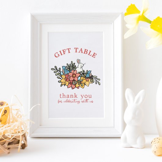 Poster Signe de la table-cadeau Baby shower de printemps 