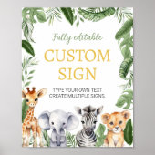 Poster Signe de la table de fête d'anniversaire Safari An (Devant)