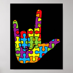 Poster Signe de l'amour en langue des signes autistique P