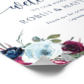 Poster SIGNE DE Mariage D'Accueil Floral Berry, Bleu, Bou (Coin)