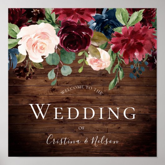 Poster SIGNE DE Mariage D'ACCUEIL ROUGE DE BOURGOGNE ROUT (Devant)