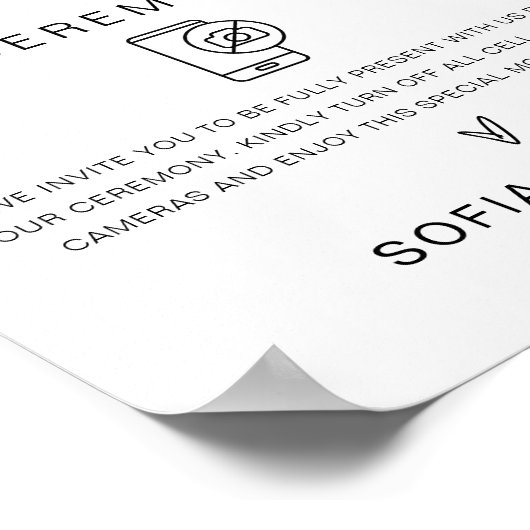 Poster SIGNE DE Mariage DE LA Cérémonie EVERLEIGH Unplugg (Coin)