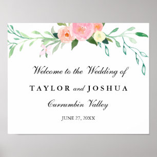 Poster SIGNE DE Mariage fleur sauvage Aquarelle Bienvenue