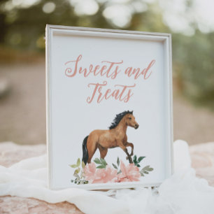 Poster SIGNE DE NAISSANCE DE CHEVAL Floral Rose