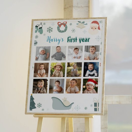 Poster Signe de Noël Père Noël Première année de la photo