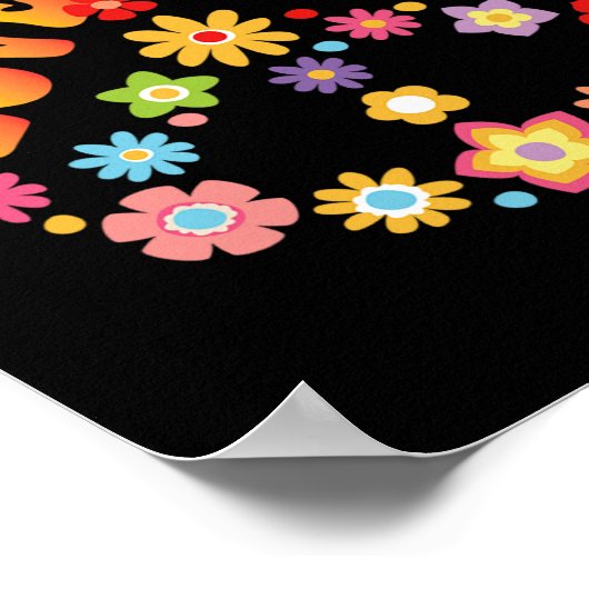 Poster SIGNE DE PAIX AMOUR 60s les années 70 Super hippie (Coin)