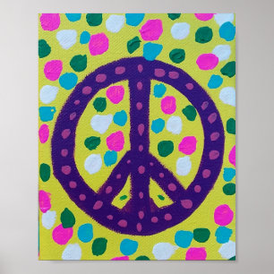 Poster Signe de Paix Coloré en Acrylique