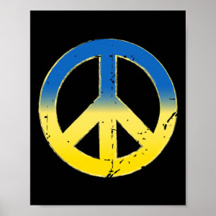 Poster Signe de Paix Couleurs Ukraine Rétro Vintage - Poi