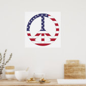 POSTER SIGNE DE PAIX DU DRAPEAU AMÉRICAIN (Cuisine)
