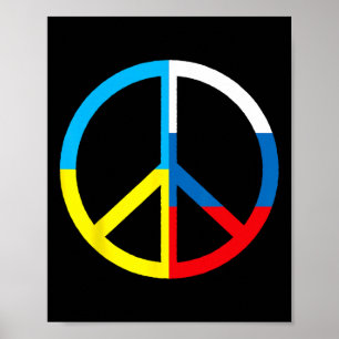 Poster Signe de paix en Ukraine et drapeau russe - Paix m