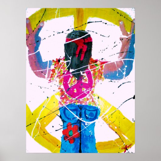Poster Signe de paix hippie groovy (Devant)
