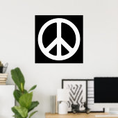 Poster Signe de paix noir et blanc (Bureau à domicile)