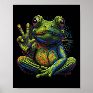 Poster Signe de Paix Yoga Grenouilles Cool Grenouille de