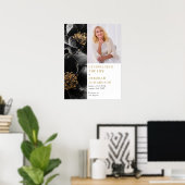 Poster Signe de photo de célébration funéraire florale (Bureau à domicile)