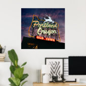 POSTER SIGNE DE PORTLAND BLANC (Bureau à domicile)