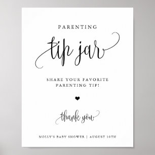 Poster Signe de pot de pourboire, calligraphie minimalist