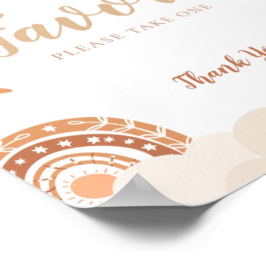 Poster Signe de préférence Boho Rainbows Baby shower (Coin)