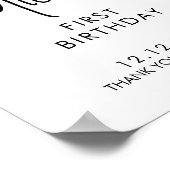 Poster Signe de premier anniversaire écriture manuscrite (Coin)