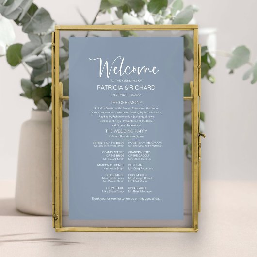 Poster Signe de programme de mariage de calligraphie mode