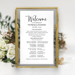 Poster Signe de programme de mariage de calligraphie mode