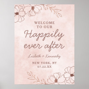 Poster Signe de réception Rose Pâle Chic Heureux À Tout J