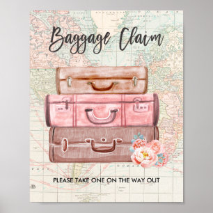 Poster Signe de réclamation de bagages Douche de voyage M
