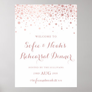 Poster Signe de répétition Faux Rose Gold Foil Confetti
