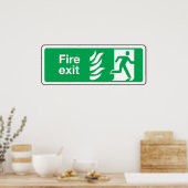 Poster Signe de sécurité de sortie d'incendie Évacuation (Cuisine)