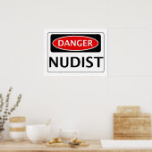 POSTER SIGNE DE SÉCURITÉ DU DANGER NUDIST FUNNY FAKE SIGN (Cuisine)