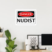 POSTER SIGNE DE SÉCURITÉ DU DANGER NUDIST FUNNY FAKE SIGN (Bureau à domicile)