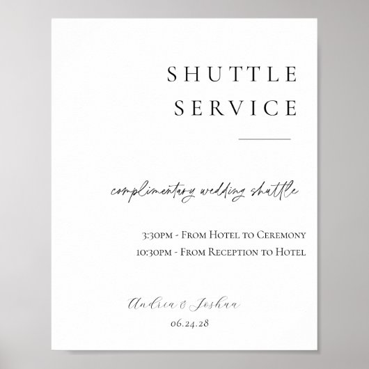 POSTER SIGNE DE SERVICE DE NAVETTE MARIAGE (Devant)