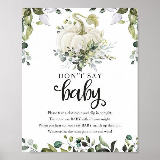 Poster Signe de shower de bébé d'automne avec verdure "Ne (Devant)