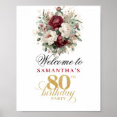 Poster Signe de table Boho Blush Burgundy 80e anniversair (Devant)