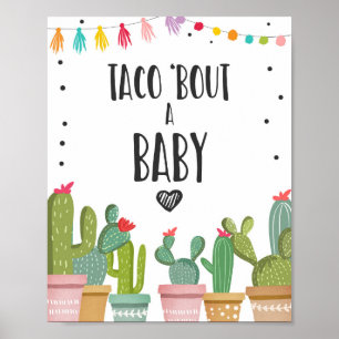 Poster Signe de table Fiesta Bébé Cactus, Parlons Taco