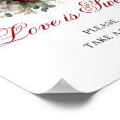 Poster Signe de table opulent Amour est Douce Rouge Bourg (Coin)