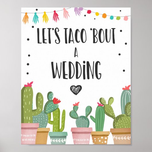 Poster Signe de table pour la fiesta de cactus de mariage (Devant)