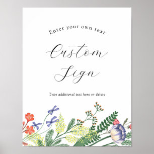 Poster Signe de texte personnalisé de jardin floral secre