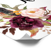 Poster Signe de Thé de Bienvenue pour Mariage Marsala Fle (Coin)