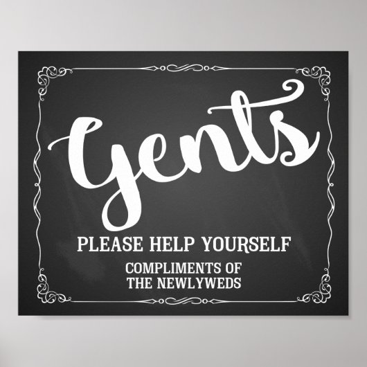 Poster Signe de toilettes pour gents - panier de produits (Devant)