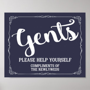 Poster Signe de toilettes pour gents - panier de produits