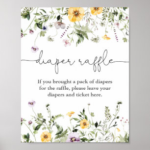 Poster Signe de tombola romantique fleur sauvage