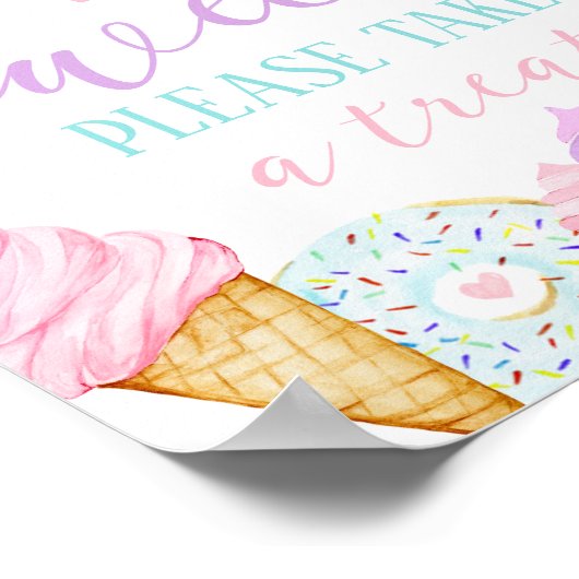 POSTER SIGNE DE TRAITEMENT D'ANNIVERSAIRE DEUX DOUCES (Coin)