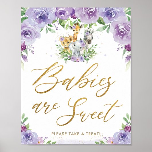 Poster SIGNE DE TRAITEMENT Floral Violet Safari Animaux J (Devant)