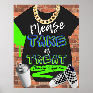 Poster Signe de traitement urbain Baby Shower Retro Hip H
