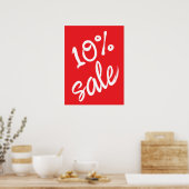 Poster Signe de vente 10%, 18x24 vente rouge (Cuisine)