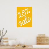 Poster Signe de vente 20%, 18x24 Jaune (Cuisine)