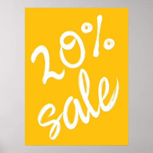 Poster Signe de vente 20%, 18x24 Jaune (Devant)