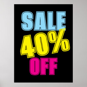 Poster Signe de vente à 40 %, Signal de magasin de détail