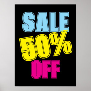 Poster Signe de vente à 50 %, Signal de magasin de détail