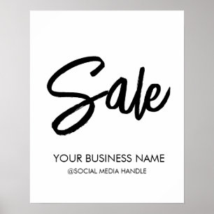 Poster Signe de vente avec nom d'entreprise et poignée de